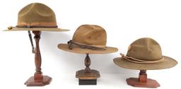 WWI & WWII US ARMY CAMPAIGN HATS W/ CORDS