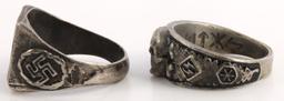 WWII GERMAN THIRD REICH SS HITLER RING LOT OF 2