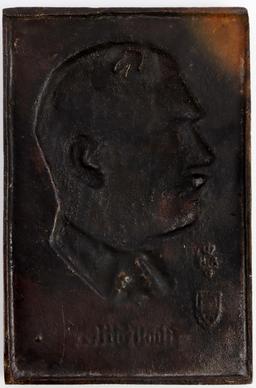 WWII GERMAN ADOLF HITLER BRONZE HONOR WALL PLAQUE