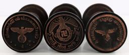 3 WWII GERMAN REICH LUFTWAFFE WOODEN HAND STAMPS