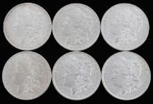 6 MORGAN SILVER DOLLAR U.S. COINS IN AU TO MS