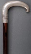 FRENCH HALLMARK SILVER GRIP WALKING STICK CANE