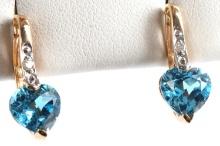 14K YELLOW GOLD AQUAMARINE EARRINGS