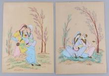 TWO PERSIAN MINIATURE PAINTINGS PAIR OF LOVERS