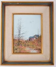 JOHN EGENSTAFER LANDSCAPE OIL ON BOARD