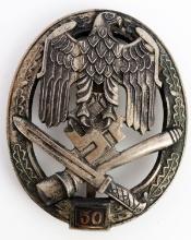 WWII GERMAN GENERAL ASSAULT BADGE FOR 50 ASSAULT