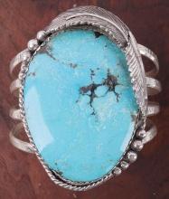 NAVAJO JONAH BEGAY CARLIN TURQUOISE STERLING CUFF