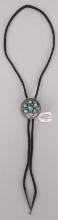 NATIVE AMERICAN TURQUOISE SILVER MATRIX BOLO TIE