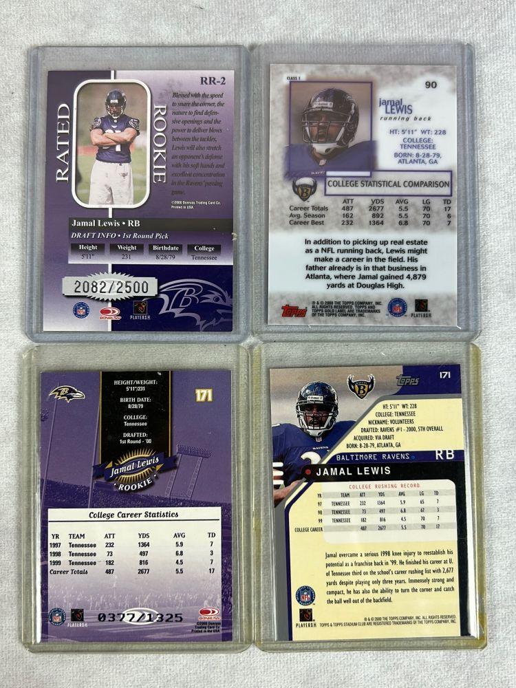 (16) Jamal Lewis Football Cards - 15 Rookies - GU Pro Bow Jersey - Inserts - Graded