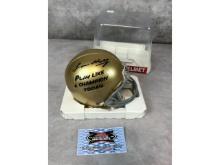 Lou Holtz signed Notre Dame mini helmet Fanatics cert