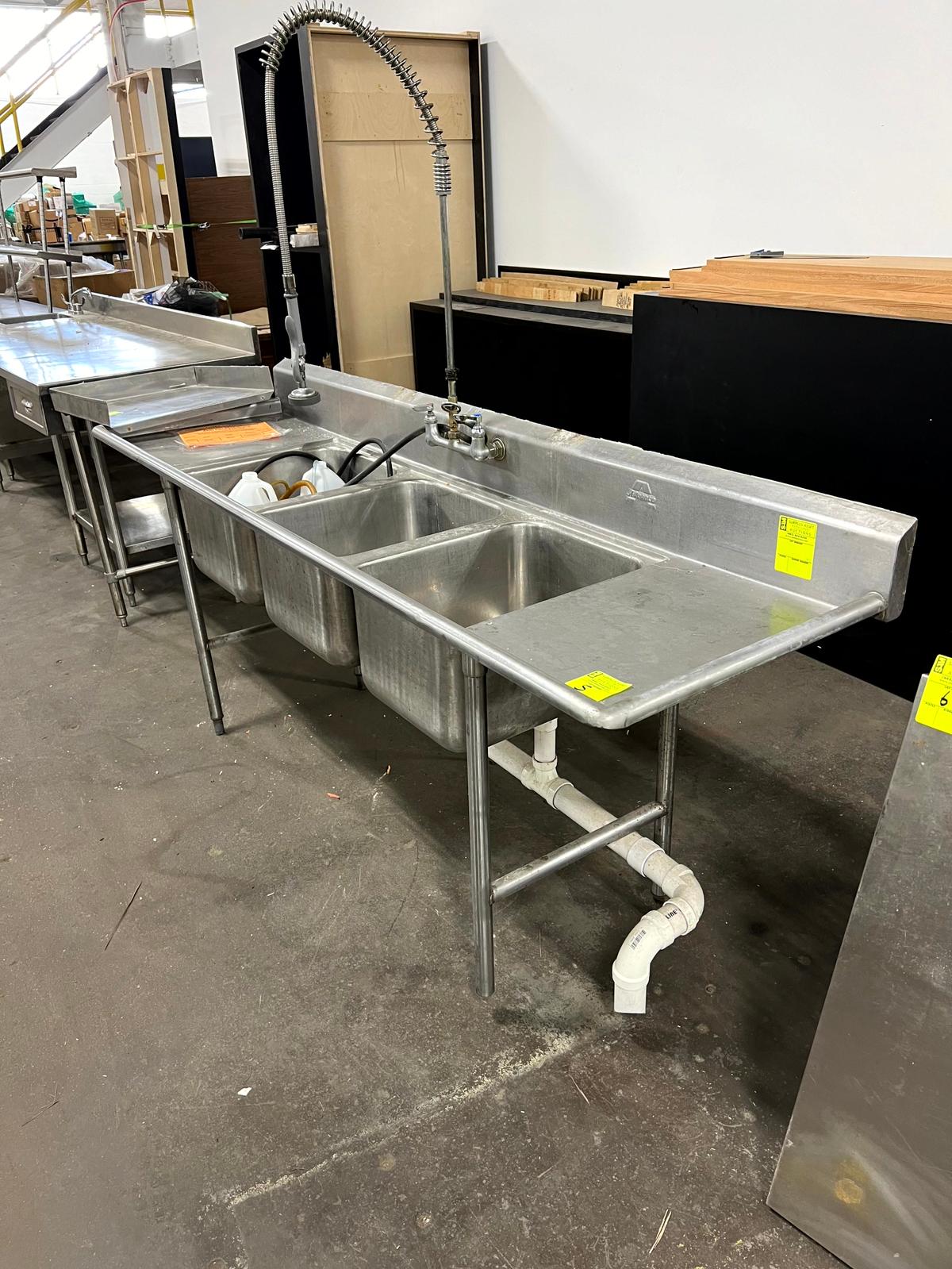 Three Compartment Stainless Sink