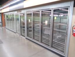 walk-in cooler w/ 12) glass doors & racks, includes door & refer coil