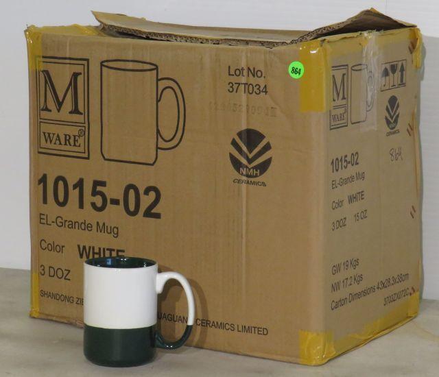 M Ware Collins-El Grande 15 ounce Mugs (Hunter Green and White)