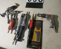 Mixed pneumatic tools 1/4" drill 3/8 rachet , 1/4" ratchet, scaler with blades and die grinder, end