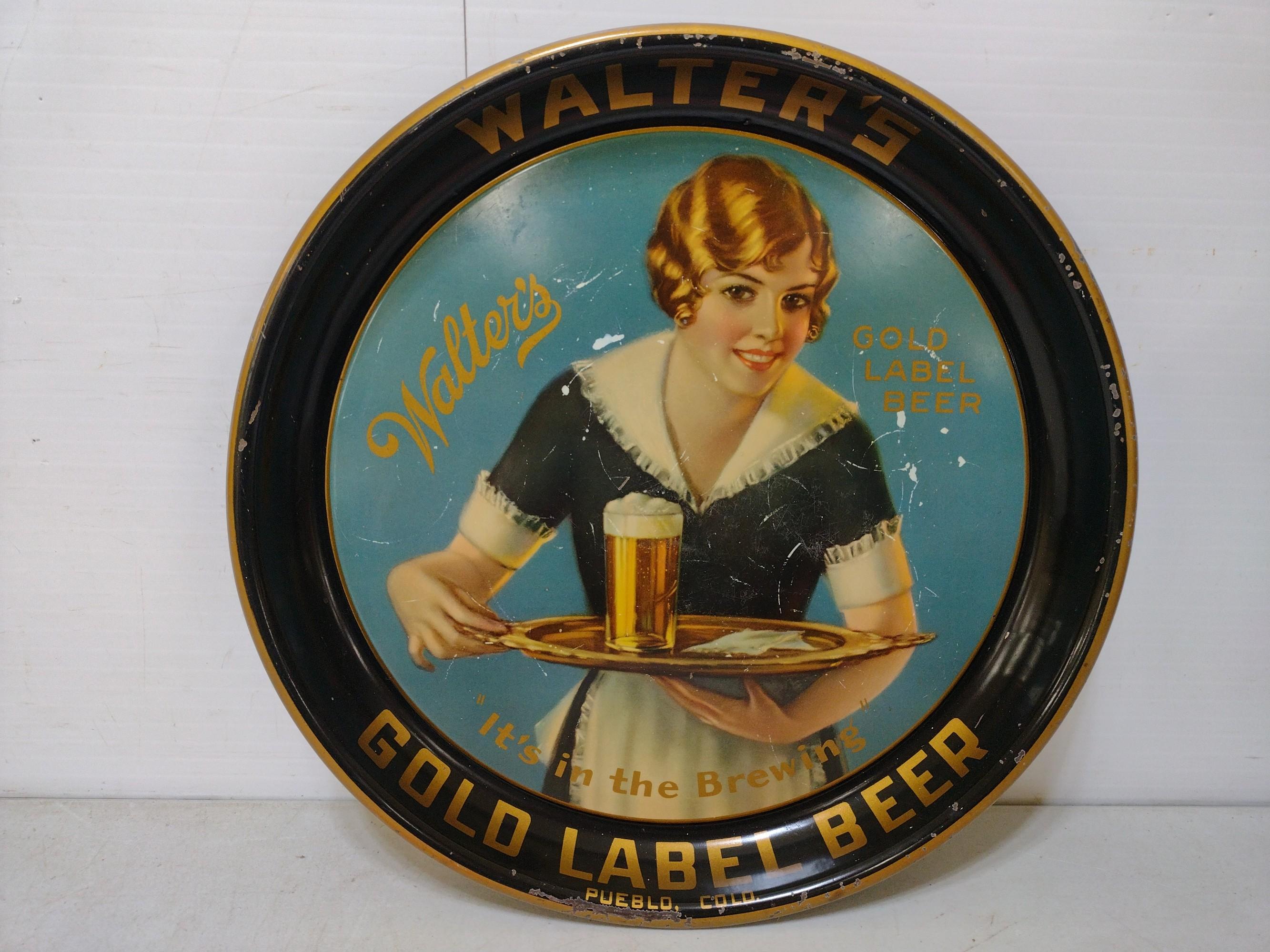 Walter's Gold Label Beer Advertising Tray