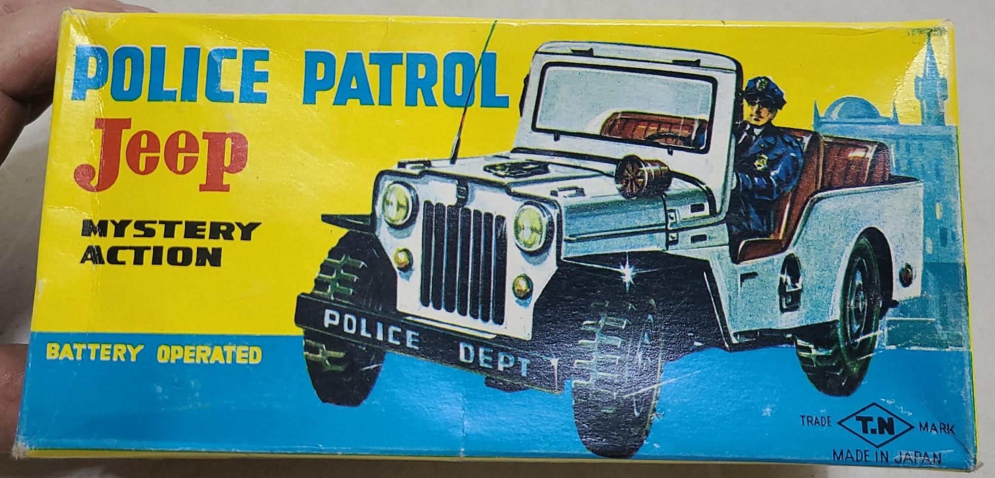 TN Battery Op Police Patrol Jeep Toy In Box