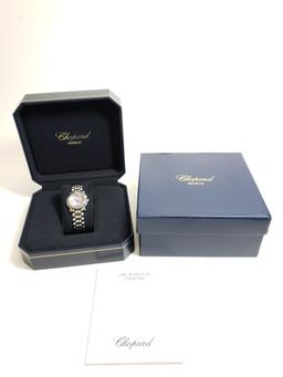 Womens Chopard Happy Sport Pink Mother of Pearl Dial Diamond Watch With BoxRet. $6999.