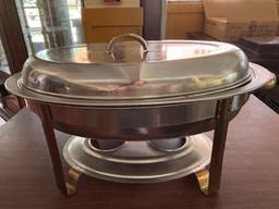 Oval Silver with Gold Accents Chafing Dish