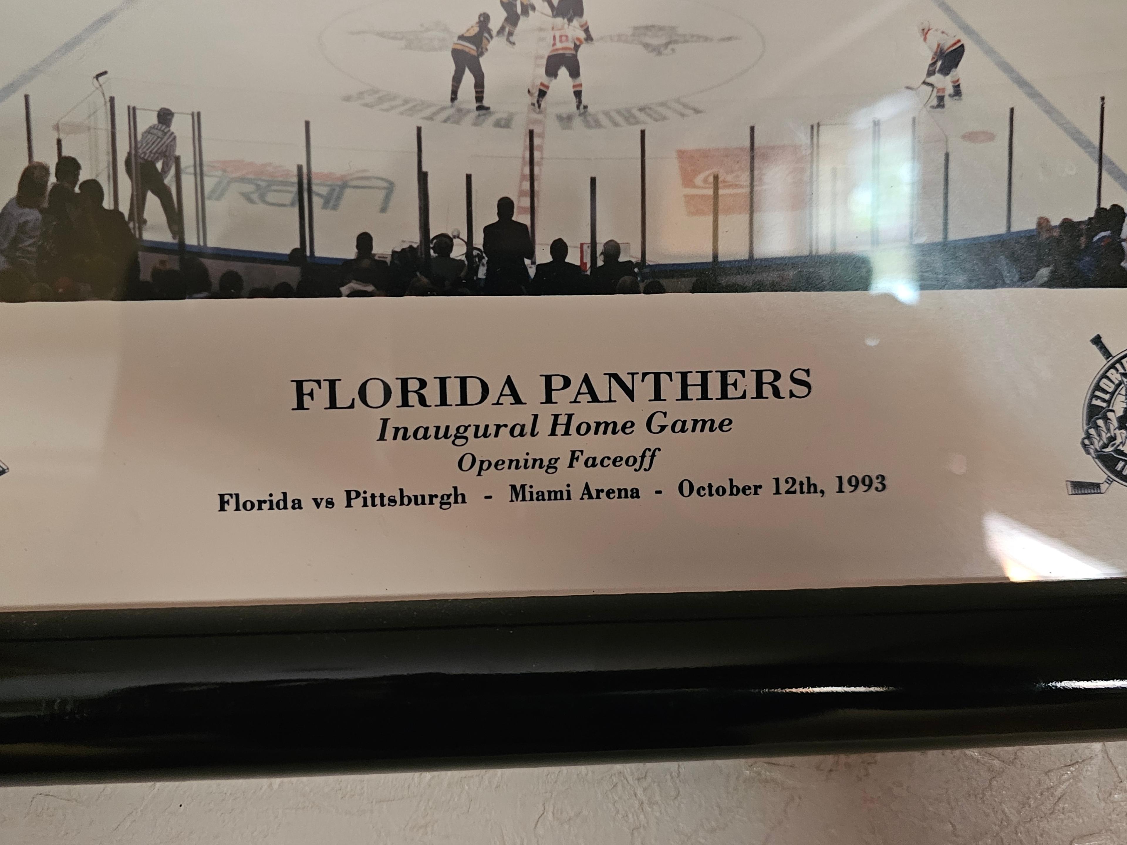 31" x 13" Florida Panthers 1993 Inaugural Game Artist Signed Limited Edition 3442/5000 Framed Photo