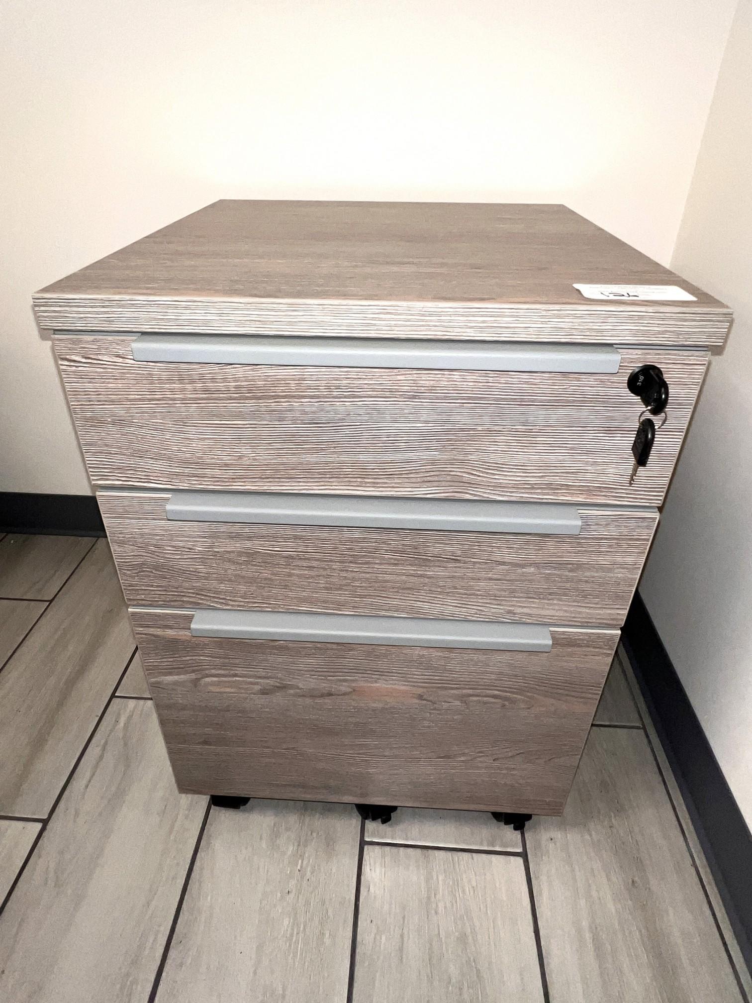 (3) Drawer Rolling File Cabinet, Matched Desk with lock and Key