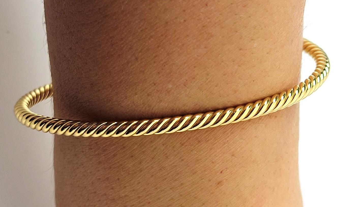 David Yurman 18k Yellow Gold Bangle Cuff Green Stone Bracelet