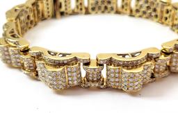 Mens Diamond 14k Yellow Gold Paved Diamond Bracelet