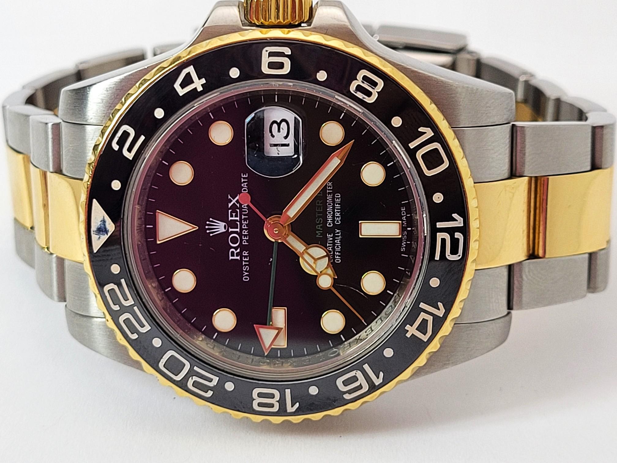 Mens ROLEX GMT Master II 18k & St. Steel Two-Tone Oyster Band Watch