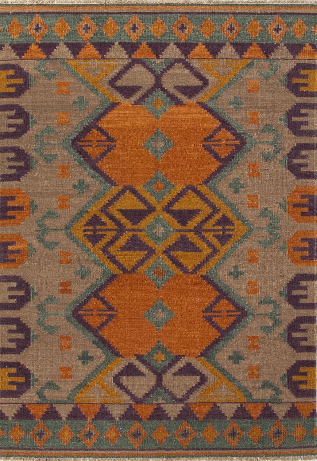 Jaipur AT07 Flat-Weave Durable  Wool Orange/Purple Area Rug ( 2X3 )