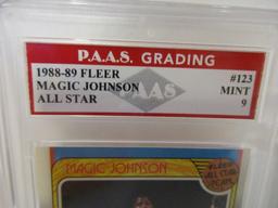 Magic Johnson Lakers 1988-89 Fleer All Star #123 graded PAAS Mint 9