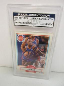 Dennis Rodman of the Detroit Pistons signed autographed slabbed sportscard PAAS Holo 130