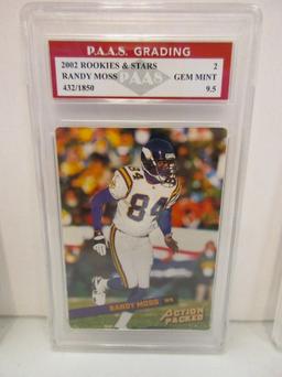 Randy Moss Vikings 2002 Rookies & Stars 432/1850 #2 graded PAAS Gem Mint 9.5