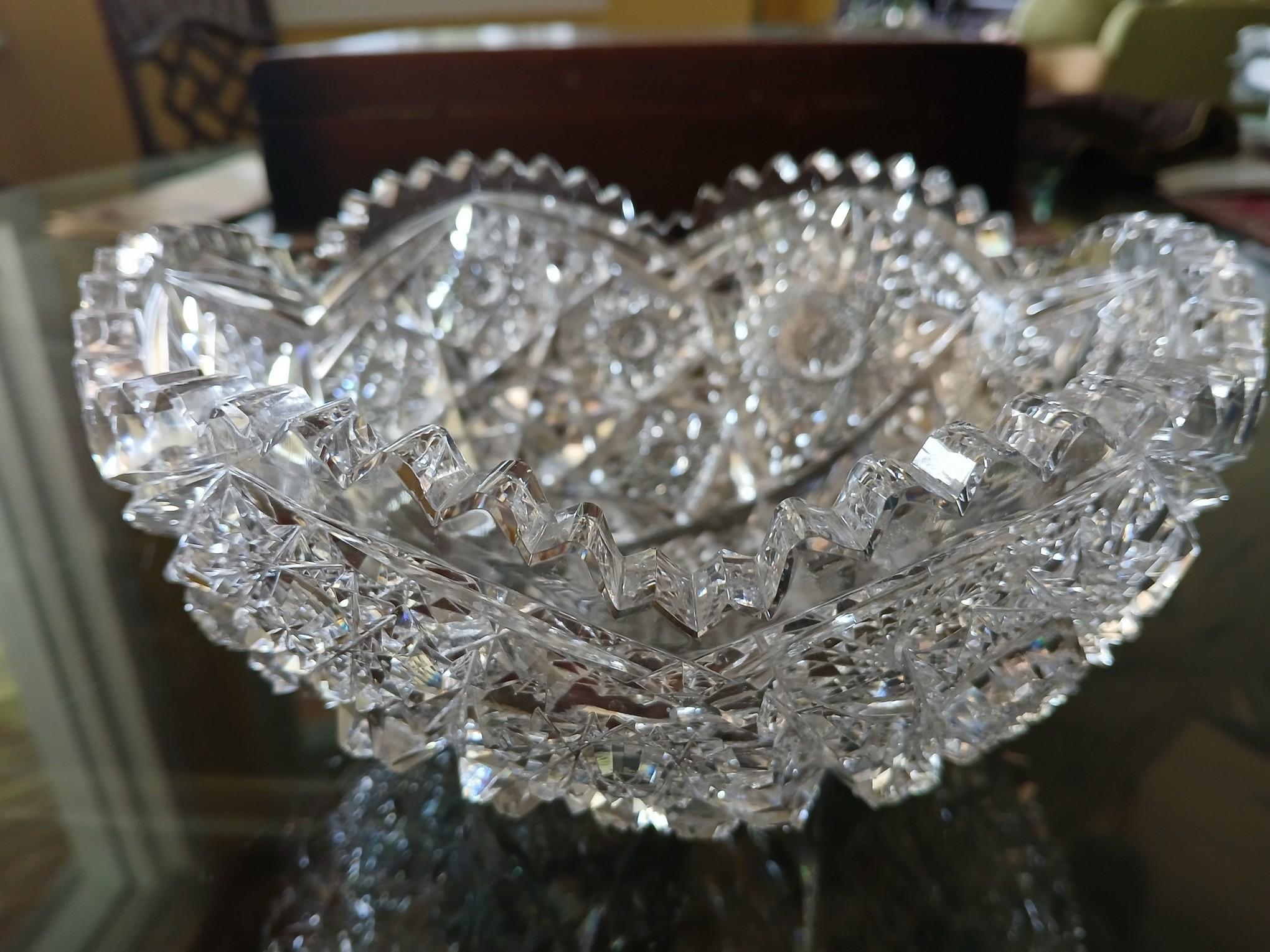 10" Roung 4" Deep Crystal Serving Dish / Crystal Bowl