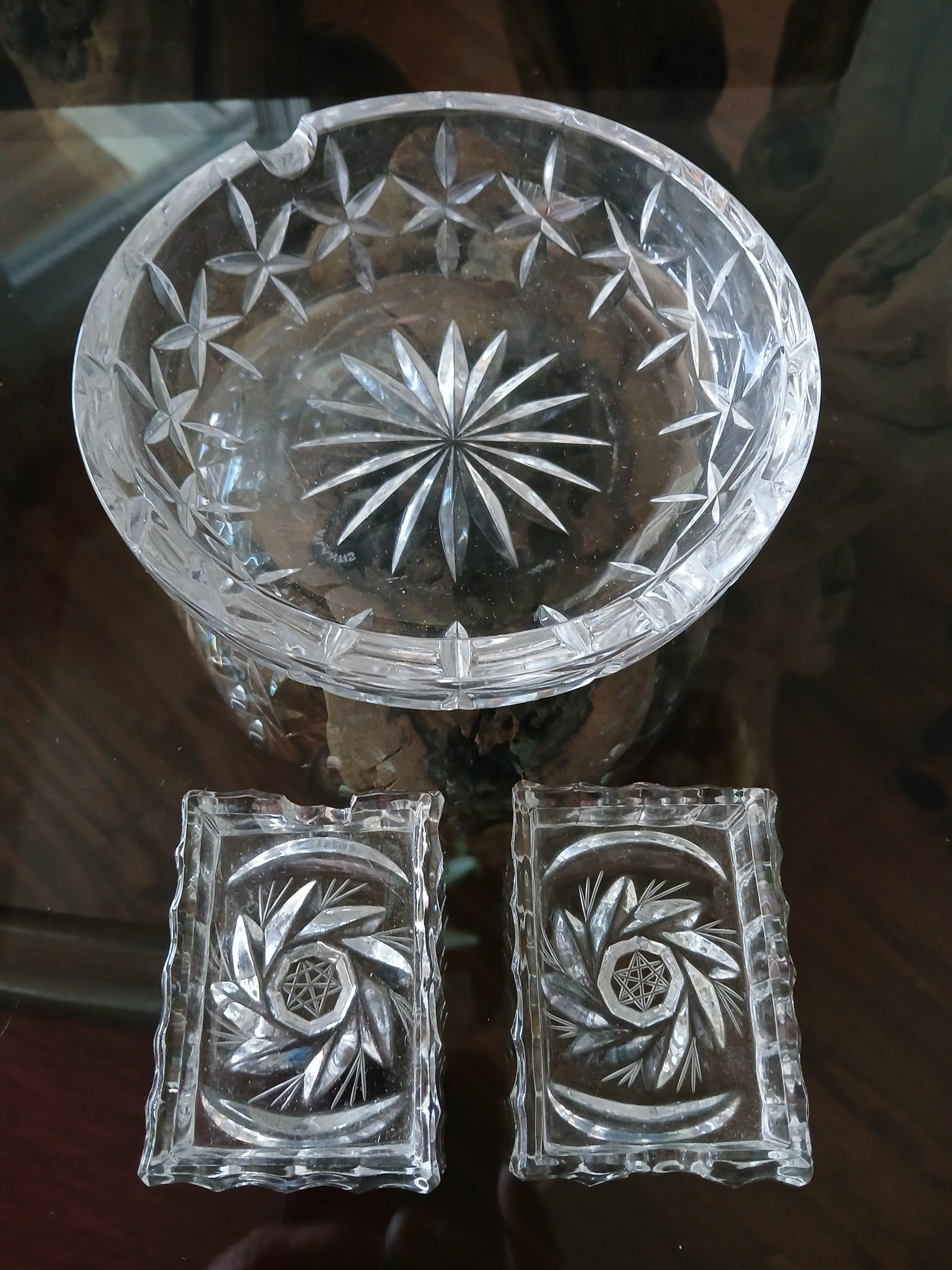 Crystal Ash Tray Set for Party / Matching Set