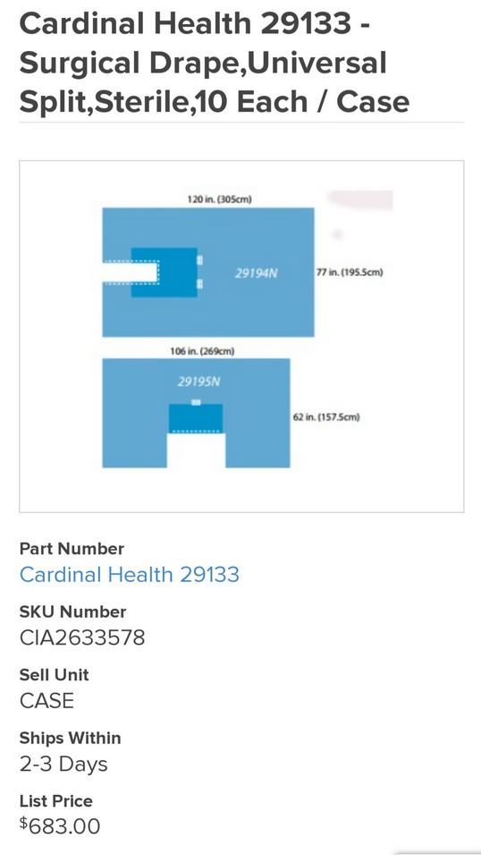 CARDINAL HEALTH Universal Spill Pack / Level 4 AAMI Standard Spill Pack - Part 29133