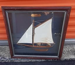 Sailboat in Framed Shadowbox - America 1851 - 20.5 x 22 in