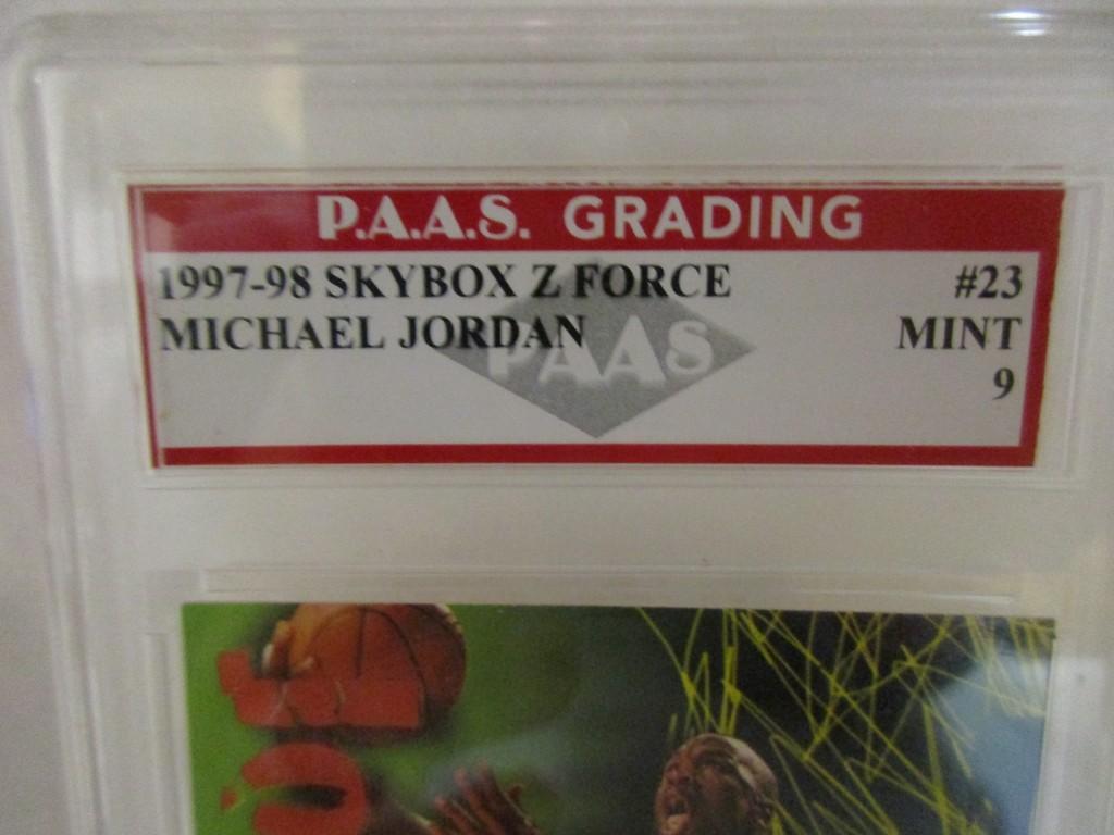 Michael Jordan Chicago Bulls 1997-98 Skybox Z-Force #23 graded PAAS Mint 9