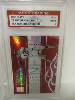 Terry Bradshaw Ben Roethlisberger 2005 Elite #PT-24 graded PAAS Mint 9