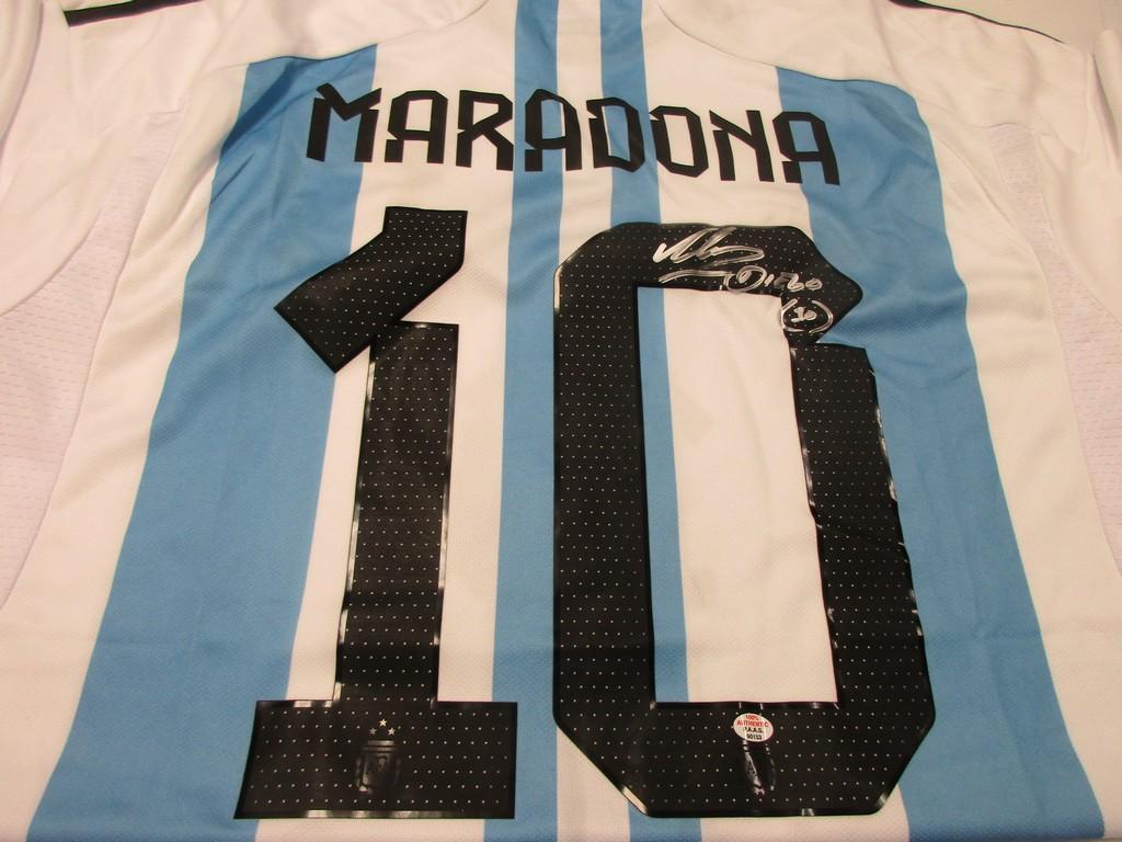 Diego Maradonna of Argentina signed autographed soccer jersey PAAS COA 153