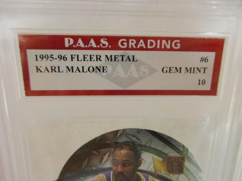 Karl Malone Utah Jazz 1995-96 Fleer Metal #6 graded PAAS Gem Mint 10