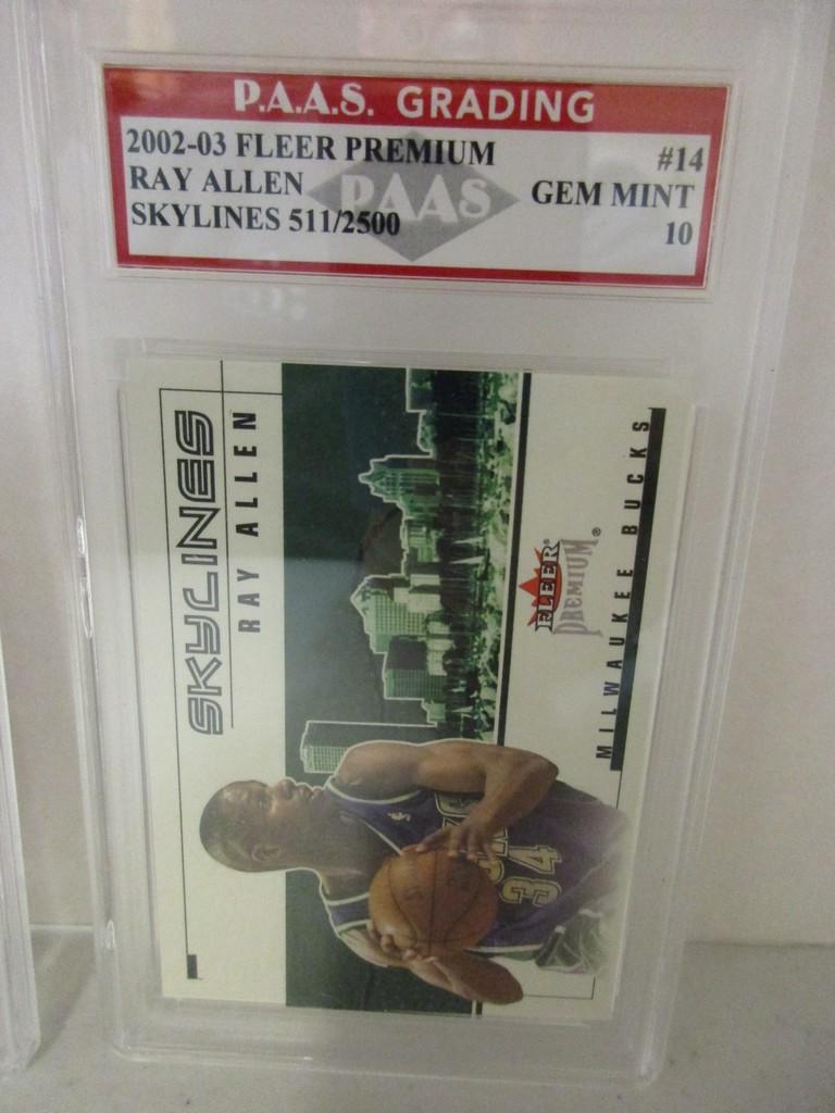 Ray Allen Bucks 2002-03 Flee Premium Skylines 511/2500 #14 graded PAAS Gem Mint 10