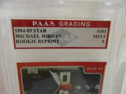 Michael Jordan Chicago Bulls 1984-85 Star ROOKIE Reprint #101 graded PAAS Mint 9