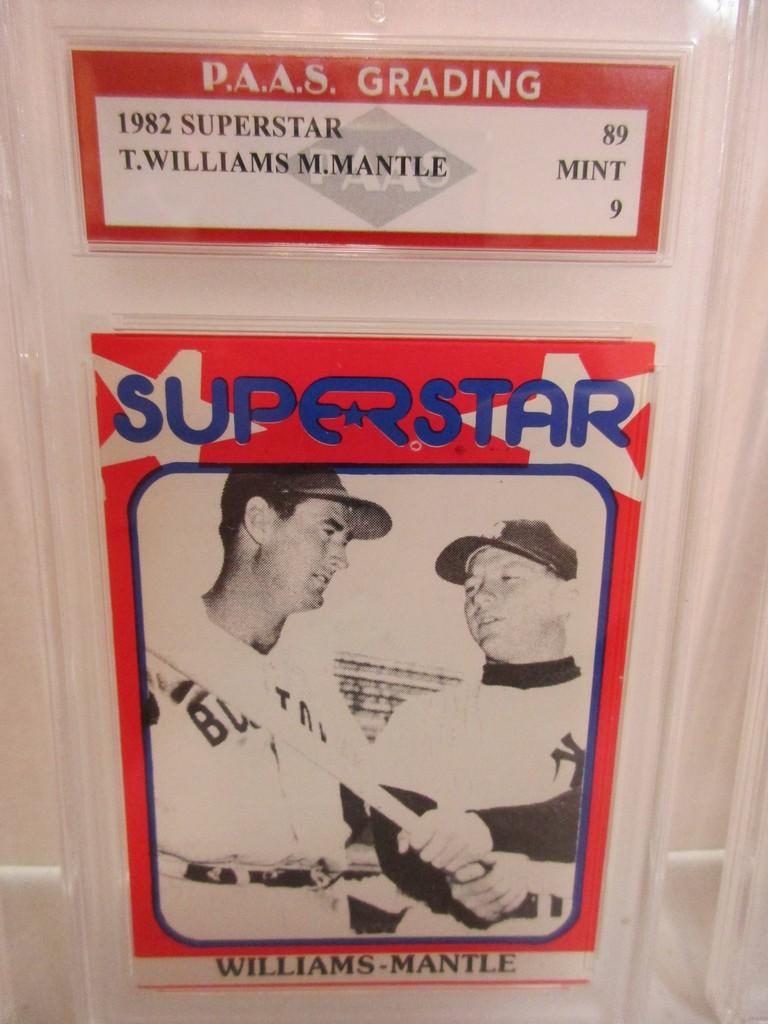 Mickey Mantle Ted Williams 1982 Superstar #89 graded PAAS Mint 9