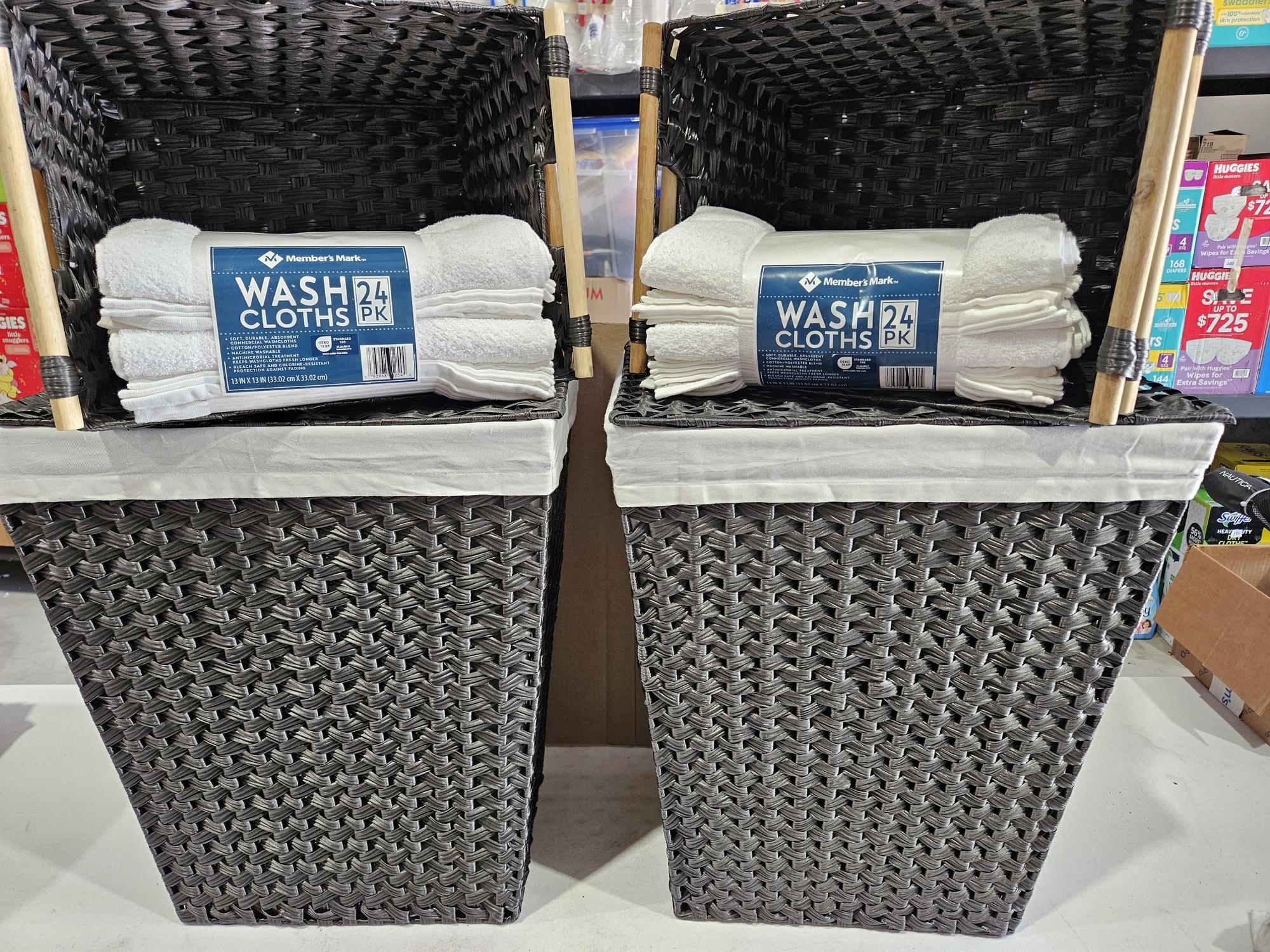 BRAND NEW Wicker Hamper Set w. Towels