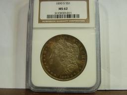 NGC GRADED MS62 1890-S MORGAN SILVER DOLLAR