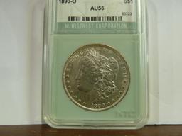 NTC GRADED AU55 1890-O MORGAN SILVER DOLLAR