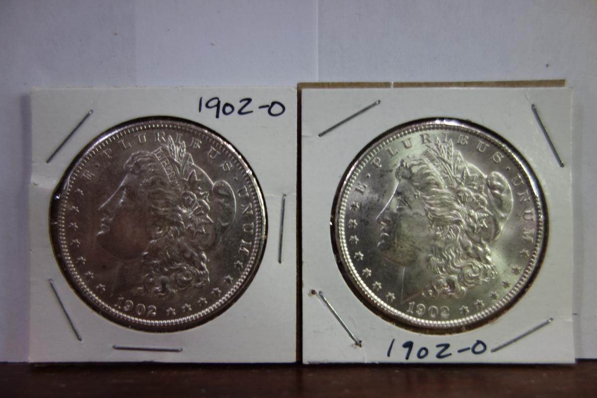 (2) BU 1902-O MORGAN SILVER DOLLARS