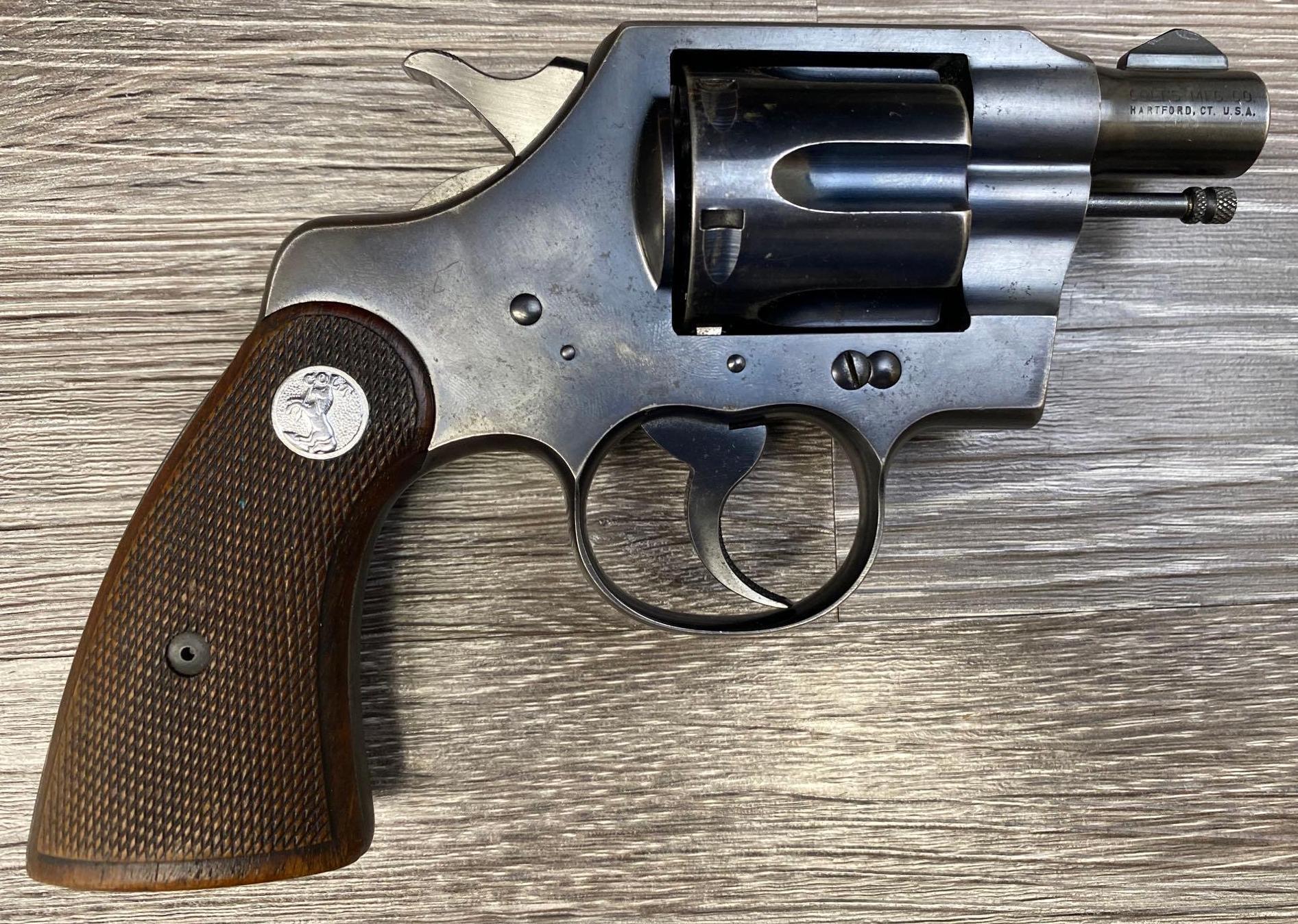 DESIRABLE 2" BBL. COLT OFFICIAL POLICE MODEL .38 SPECIAL CAL. DA REVOLVER (CIRCA 1953).