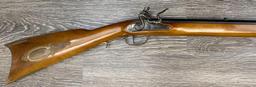 ITALIAN REPRODUCTION BY EUROARMS BLACK POWDER FLINTLOCK KENTUCKY-STYLE SINGLE SHOT .44 CAL. RIFLE.