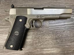 STAINLESS STEEL AMT HARDBALLER MODEL 1911 .45 ACP SEMI-AUTO PISTOL