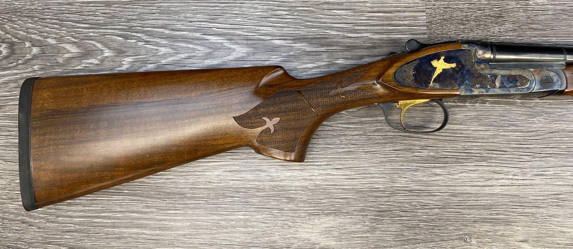 ENGRAVED/GOLD GAME BIRD-INLAID L.C. SMITH/MARLIN FIREARMS CO. DELUXE SXS 28 GA. SHOTGUN.